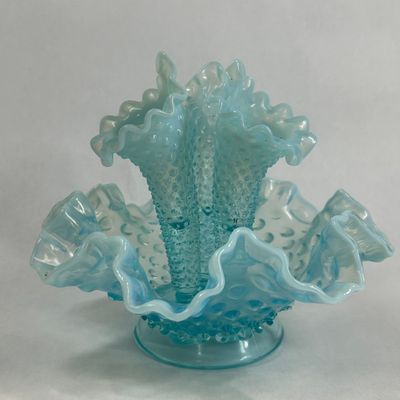 Sale Photo Thumbnail #218: BLUE OPALESCENT HOBNAIL EPERGNE