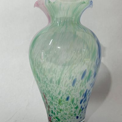 Sale Photo Thumbnail #261: MULTICOLORED SPATTER ART GLASS VASE