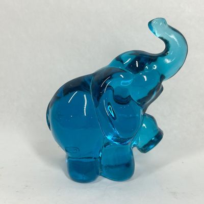 Sale Photo Thumbnail #226: TRANSLUCENT BLUE GLASS ELEPHANT FIGURINE