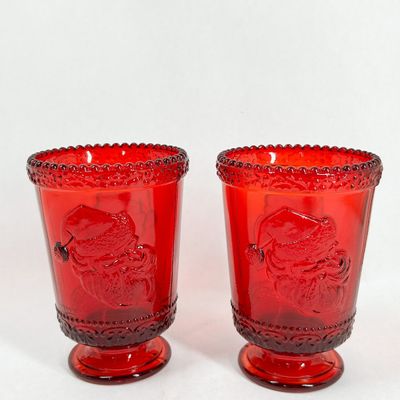 Sale Photo Thumbnail #454: MOSSER RUBY GLASS SANTA TUMBLERS