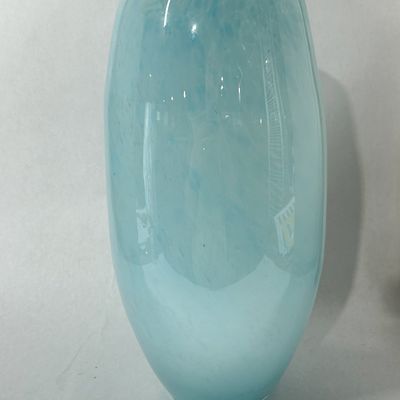 Sale Photo Thumbnail #262: LARGE CASED BLUE SPATTER GLASS VASE
