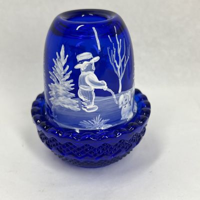 MOSSER x FENTON HP COBALT BLUE GLASS FAIRY LAMP