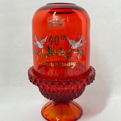 VIKING RUBY GLASS ANNIVERSARY FAIRY LAMP