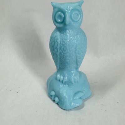 Sale Photo Thumbnail #319: BLUE SLAG GLASS OWL ON ROCK