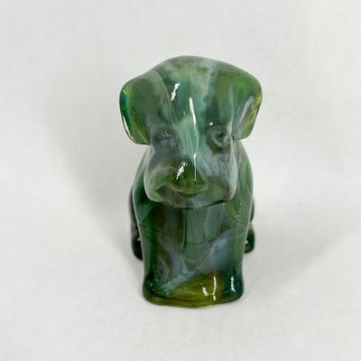 Sale Photo Thumbnail #359: VINTAGE SLAG ART GLASS SEATED DOG FIGURINE