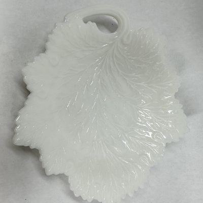 Sale Photo Thumbnail #296: VINTAGE MILK GLASS LEAF NAPPY