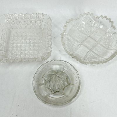 Sale Photo Thumbnail #470: CAMBRIDGE TRIO OF CLEAR PRESSED GLASS ITEMS, CIRCA 1889