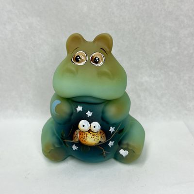 2026 FENTON K BARLEY 5/5 FROSTED SATIN GLASS HIPPO