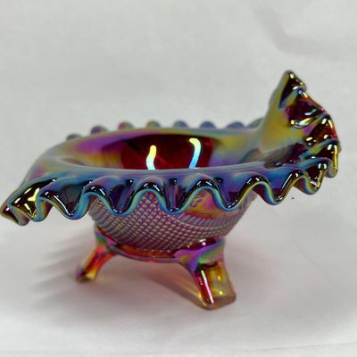 FENTON RED IRIDESCENT GLASS BOWL