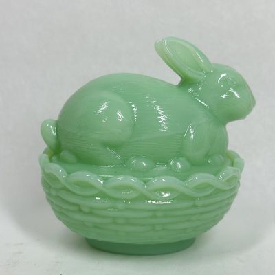 Sale Photo Thumbnail #187: MOSSER JADEITE GLASS BUNNY ON NEST