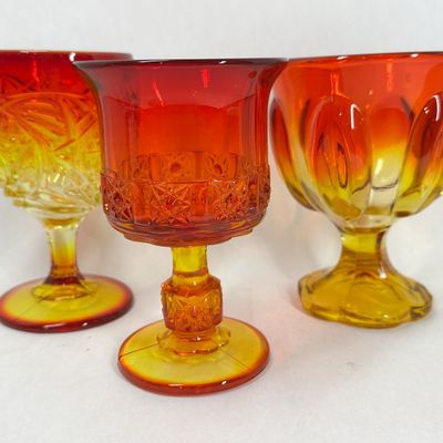 Sale Photo Thumbnail #289: THREE AMBERINA PRESSED GLASS VESSELS