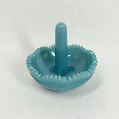 Sale Photo Thumbnail #432: MOSSER GLASS TURQUOISE MILK GLASS RING HOLDER