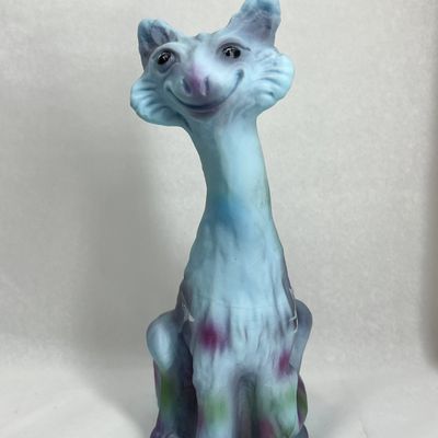 FENTON HP FROSTED ART GLASS ALLEY CAT