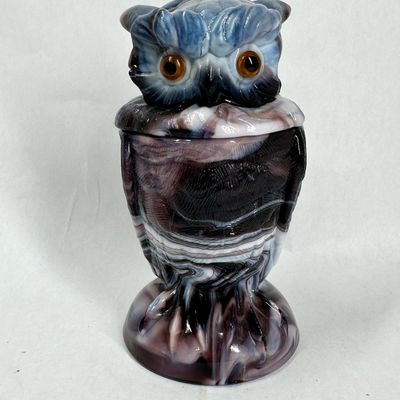 Sale Photo Thumbnail #315: IMPERIAL GLASS SLAG OWL COVERED DISH