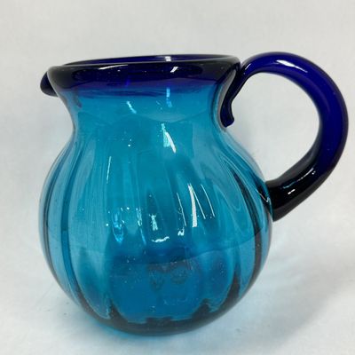 Sale Photo Thumbnail #293: BLOWN OPTIC RIBBED GLASS PITCHER