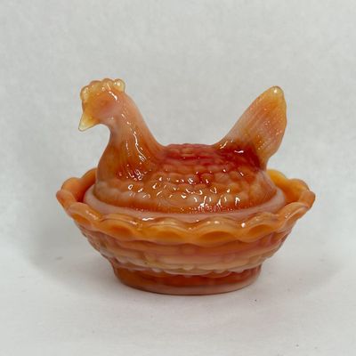 Sale Photo Thumbnail #145: BOYD SLAG GLASS MINIATURE HEN ON NEST