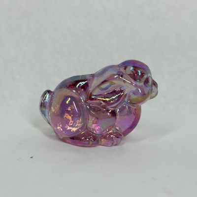 Sale Photo Thumbnail #211: MINIATURE IRIDESCENT PURPLE GLASS RABBIT