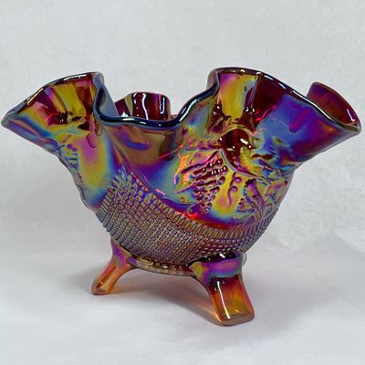 FENTON RED CARNIVAL GLASS BOWL, 1999