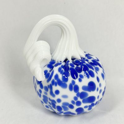 Sale Photo Thumbnail #464: MOSSER BLUE AND WHITE BLOWN ART GLASS PUMPKIN