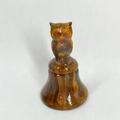 Sale Photo Thumbnail #416: BOYD GLASS OWL SLAG GLASS BELL
