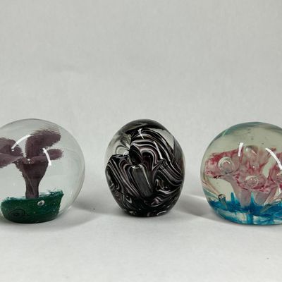 Sale Photo Thumbnail #240: THREE ART GLASS PAPERWEIGHTS