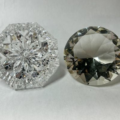 Sale Photo Thumbnail #238: TWO FACETED GLASS GEMSTONE PAPERWEIGHTS