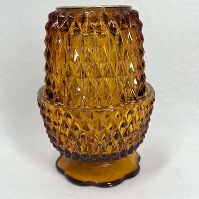 INDIANA AMBER DIAMOND POINT FAIRY LAMP