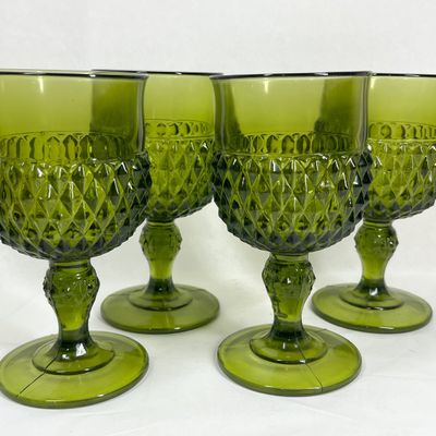 INDIANA GLASS GREEN GOBLETS