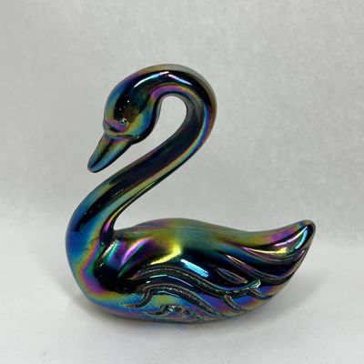 FENTON IRIDESCENT CARNIVAL GLASS SWAN FIGURINE