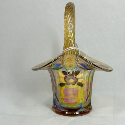 Sale Photo Thumbnail #214: FENTON 50TH ANNIVERSARY IRIDESCENT GLASS BASKET