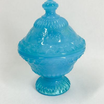 Sale Photo Thumbnail #367: BOYD BLUE SLAG GLASS COMPOTE