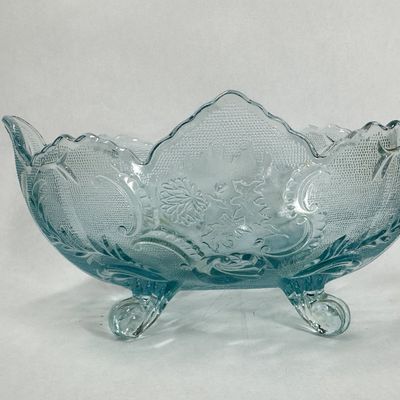 Sale Photo Thumbnail #288: VINTAGE JEANNETTE BLUE GLASS LOMBARDI BOWL