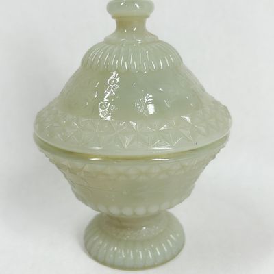 Sale Photo Thumbnail #366: BOYD GLASS CUSTARD URANIUM COMPOTE
