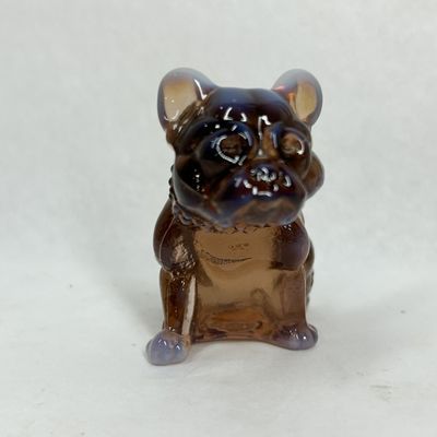 Sale Photo Thumbnail #222: AMBER OPALESCENT GLASS FRENCH BULLDOG FIGURINE