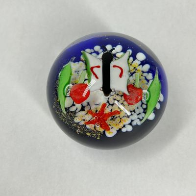 Sale Photo Thumbnail #235: LAMPWORK AND FRIT ART GLASS PAPERWEIGHT