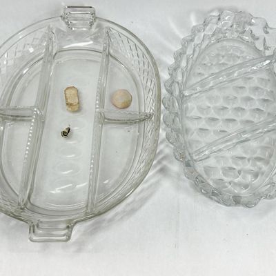Sale Photo Thumbnail #472: CAMBRIDGE TWO DIVIDED PRESSED GLASS RELISH DISHES