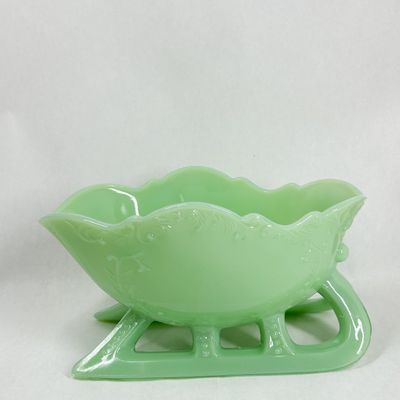 Sale Photo Thumbnail #457: MOSSER JADEITE GLASS SLEIGH CENTERPIECE BOWL
