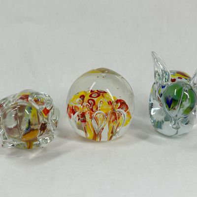 Sale Photo Thumbnail #239: TRIO OF MILLEFIORI ART GLASS FIGURINES