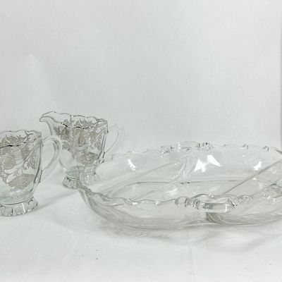 Sale Photo Thumbnail #471: CAMBRIDGE THREE PIECES OF SILVER OVERLAY AND ETCHED CLEAR GLASS