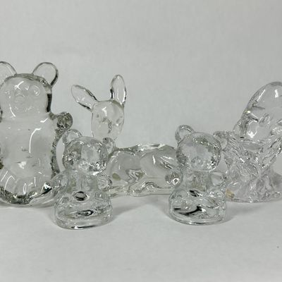Sale Photo Thumbnail #244: ASSORTMENT OF CLEAR GLASS ANIMAL FIGURINES