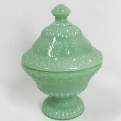 Sale Photo Thumbnail #365: BOYD JADEITE GLASS COMPOTE
