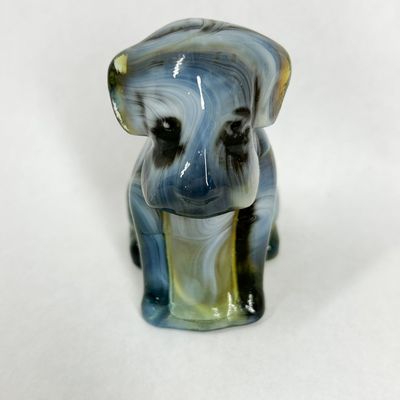 Sale Photo Thumbnail #361: BOYD POOCHE SLAG ART GLASS SEATED DOG FIGURINE