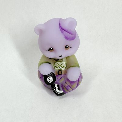 Sale Photo Thumbnail #423: FENTON PAINTED PURPLE GLASS BEAR 2010