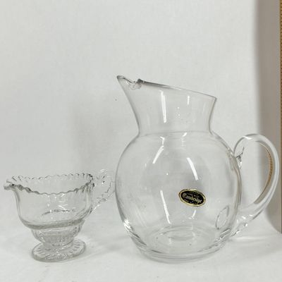 Sale Photo Thumbnail #484: CAMBRIDGE GLASS PITCHER AND PRESSED CREAMER