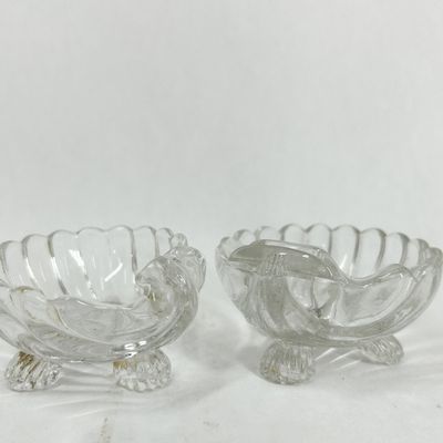 Sale Photo Thumbnail #475: CAMBRIDGE PAIR OF PRESSED GLASS SHELL SALT CELLARS
