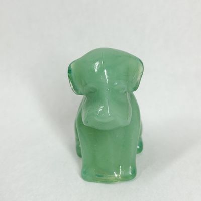 Sale Photo Thumbnail #354: BOYD POOCHE GREEN JADEITE GLASS DOG FIGURINE