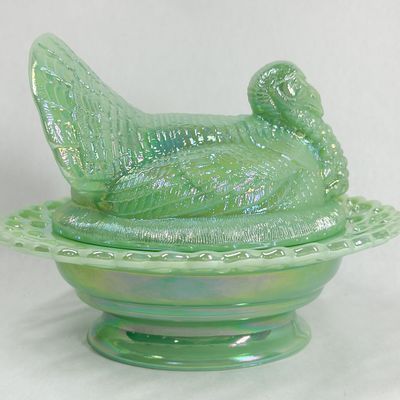 Sale Photo Thumbnail #434: MOSSER GLASS CARNIVAL TURKEY ON NEST