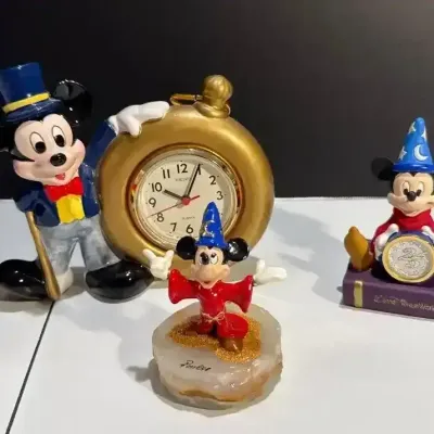 2 Mickey Fantasia Figures, Mickey Seiko Clock