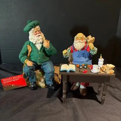 Clothiques Possible Dreams: Irish Santa Music Box, Santa At Work Bench