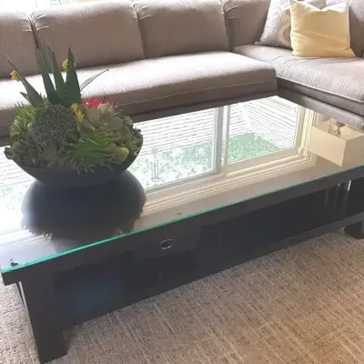 Black Coffee Table w/ Glass Top